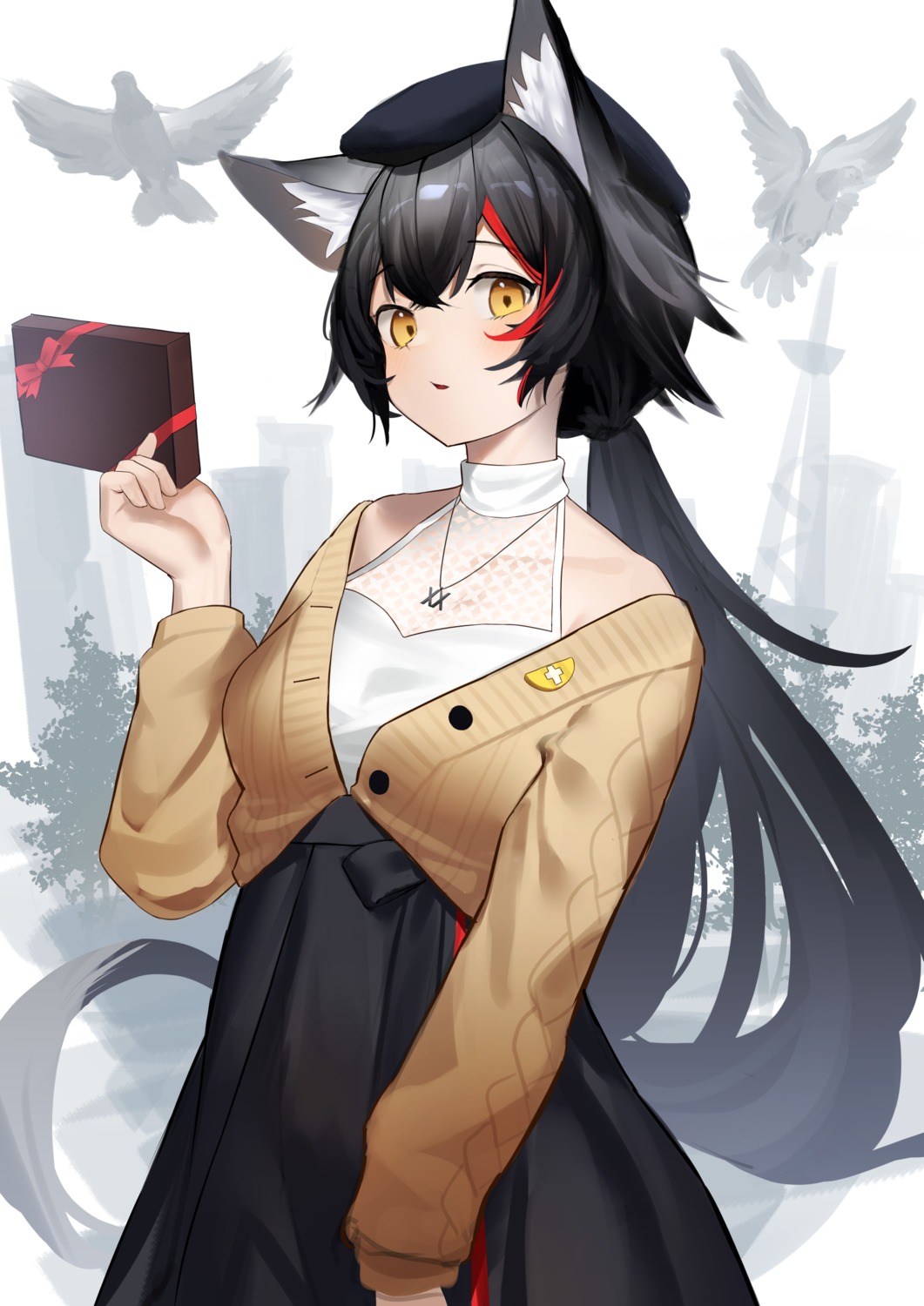 animal_ears hololive hololive_gamers ookami_mio see_through sweater valentine wazd0183