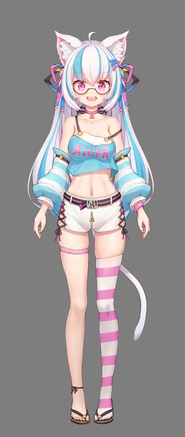 animal_ears catxuan garter megane nekomimi no_bra tail thighhighs transparent_png