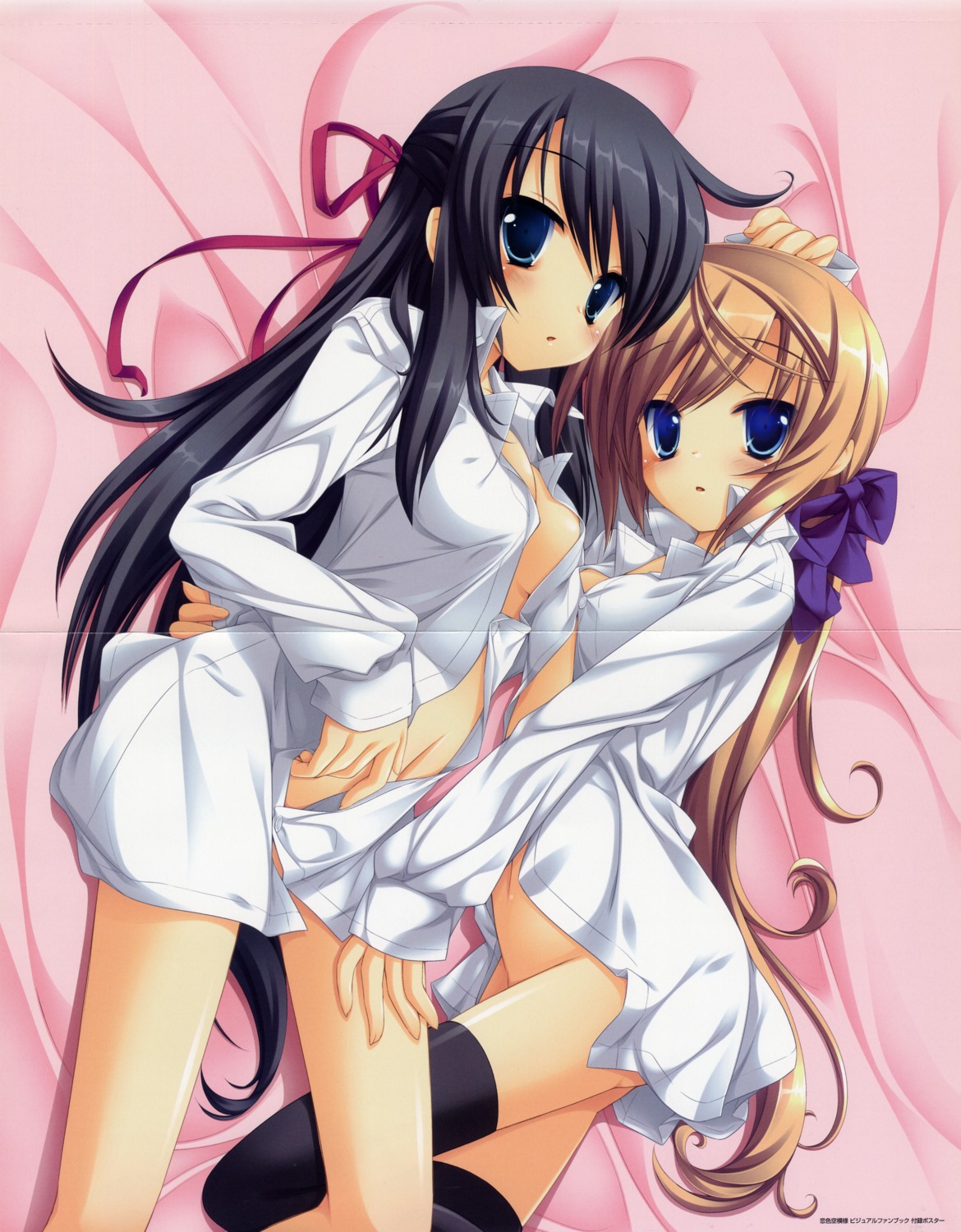 bottomless crease dress_shirt kanou_kayoko koiiro_soramoyou lucie no_bra open_shirt shinohara_sera studio_ryokucha thighhighs