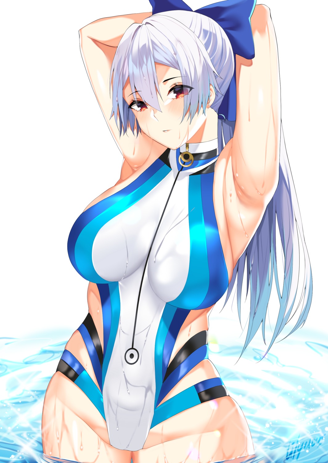 fate/grand_order lilycious swimsuits tomoe_gozen_(fate/grand_order) wet