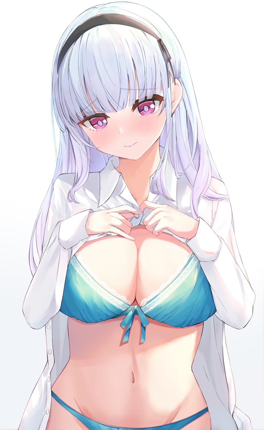 azur_lane bra dido_(azur_lane) dress_shirt kanno_esuto open_shirt undressing