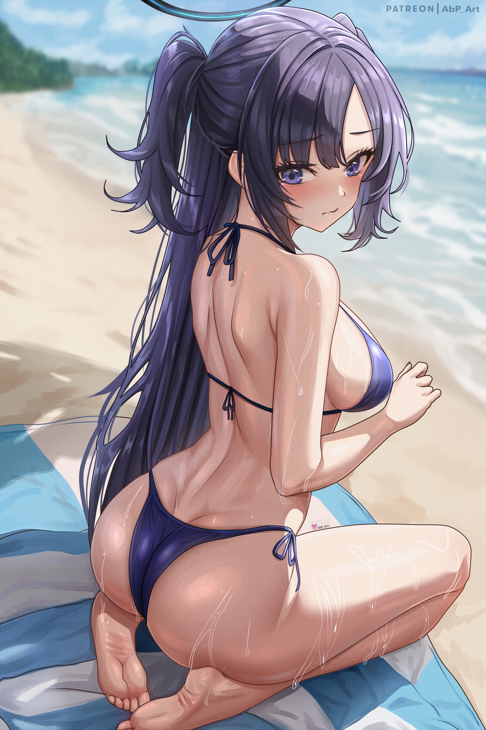 abpart ass bikini blue_archive feet halo hayase_yuuka swimsuits thong wet