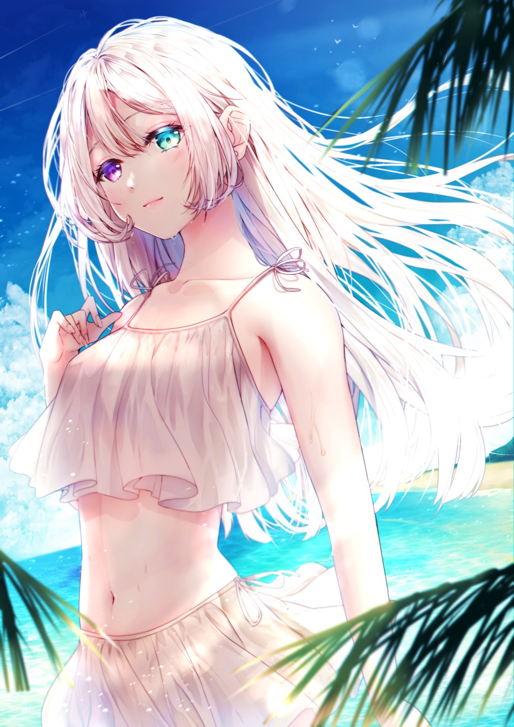 heterochromia mori_rito skirt_lift swimsuits wet