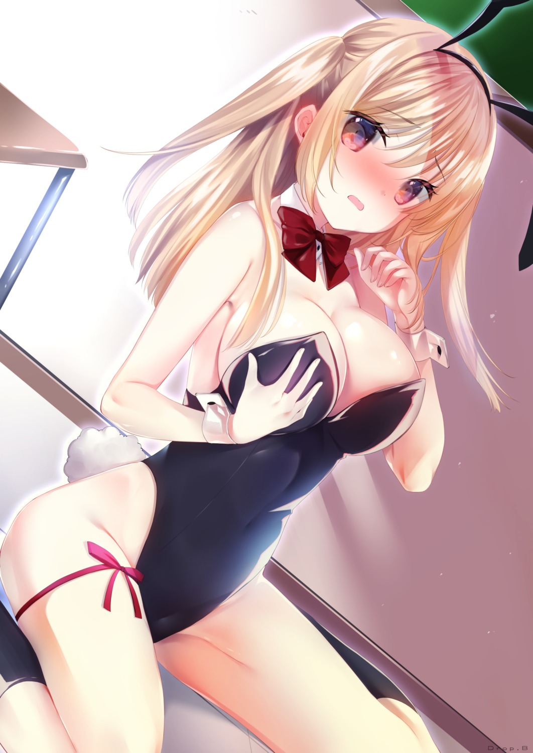 animal_ears breast_hold bunny_ears bunny_girl dropb garter no_bra tail