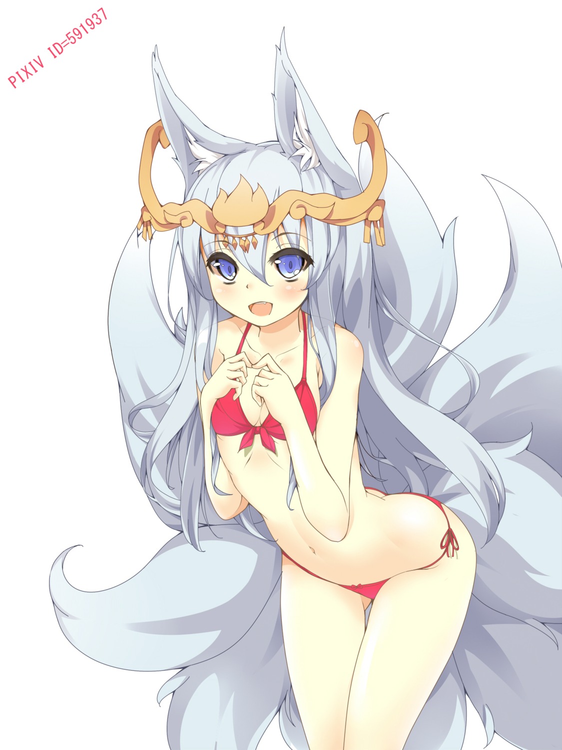 animal_ears beniiha bikini cleavage kitsune mitsuki_(puzzle_&_dragons) puzzle_&_dragons swimsuits tail