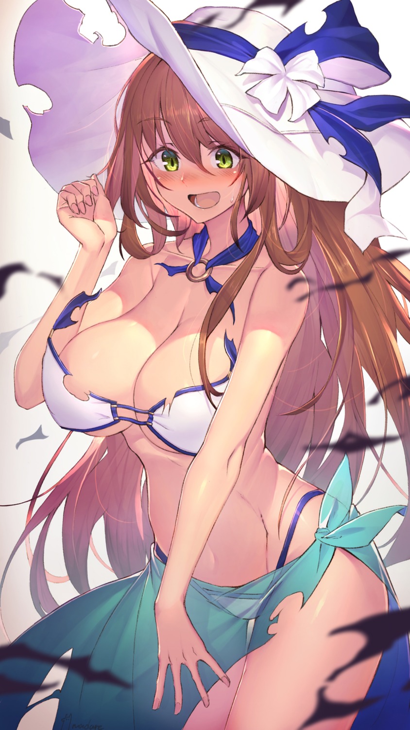 bikini cleavage girls_frontline see_through springfield_(girls_frontline) swimsuits takamine_nadare thighhighs torn_clothes wardrobe_malfunction