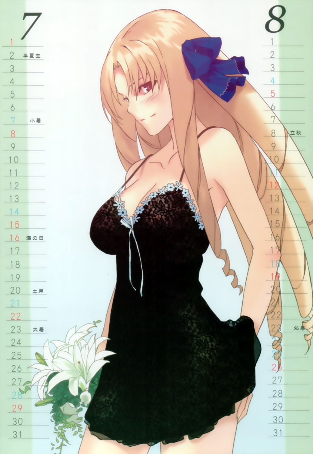calendar cleavage fate/stay_night lingerie luviagelita_edelfelt morii_shizuki type-moon