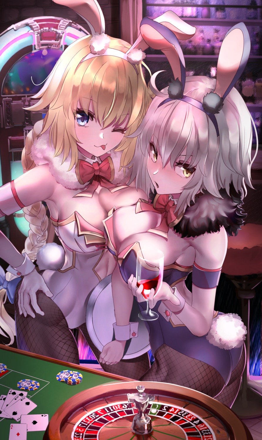 animal_ears ass bunny_ears bunny_girl cleavage fate/grand_order fishnets jeanne_d'arc jeanne_d'arc_(alter)_(fate) jeanne_d'arc_(fate) nakasaku-p pantyhose tail