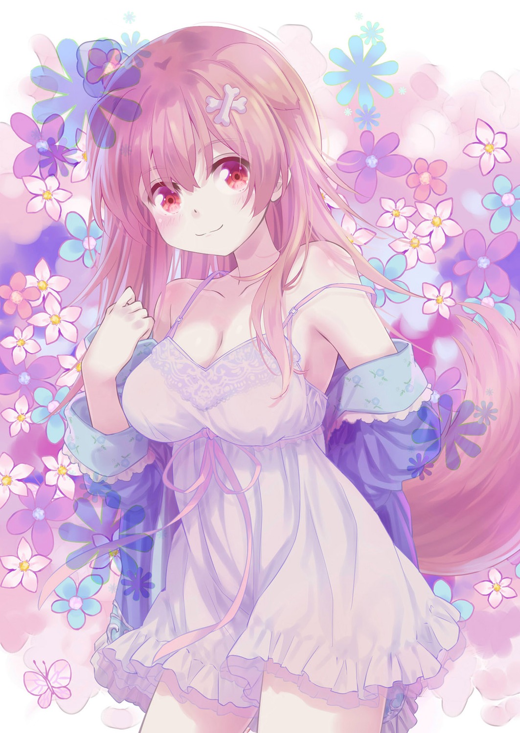 54hao animal_ears cleavage hololive hololive_gamers inugami_korone inumimi lingerie tail undressing