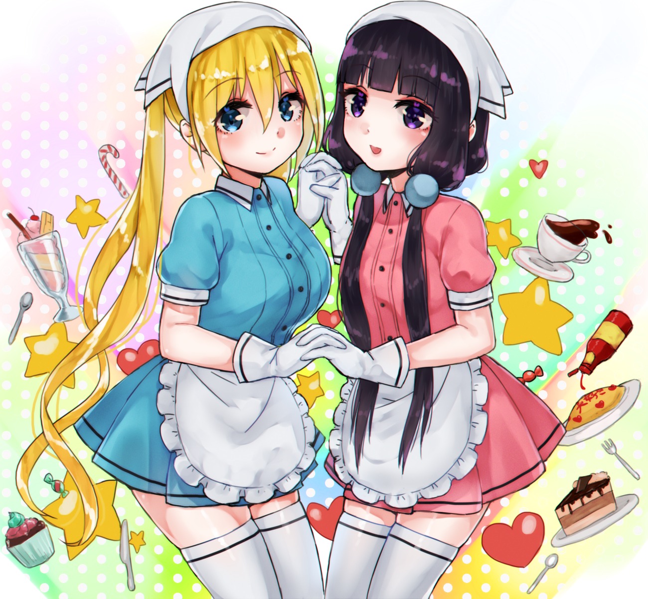 akitannn blend_s hinata_kaho maid sakuranomiya_maika thighhighs waitress