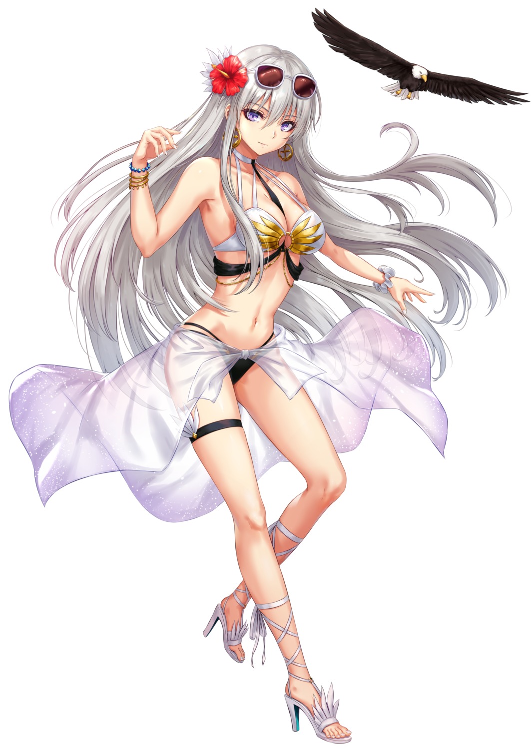 azur_lane bikini enterprise_(azur_lane) garter heels megane sakiyamama see_through swimsuits