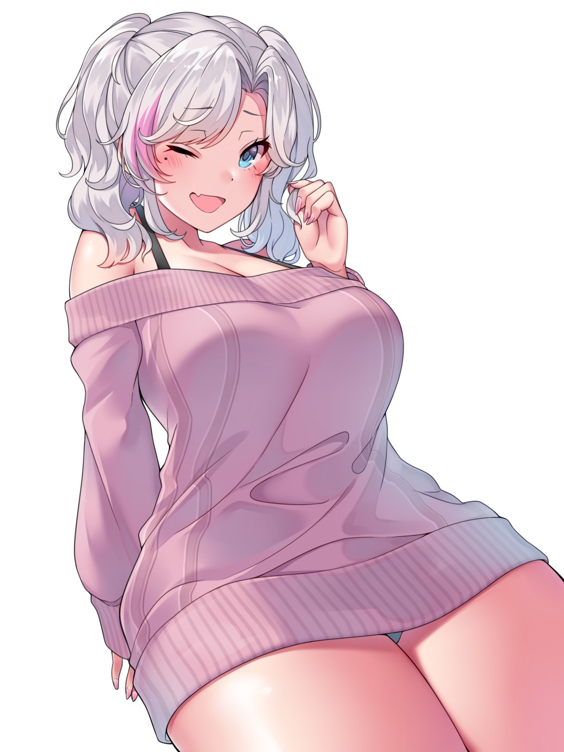 cleavage dress pantsu suruga_(xsurugax) sweater