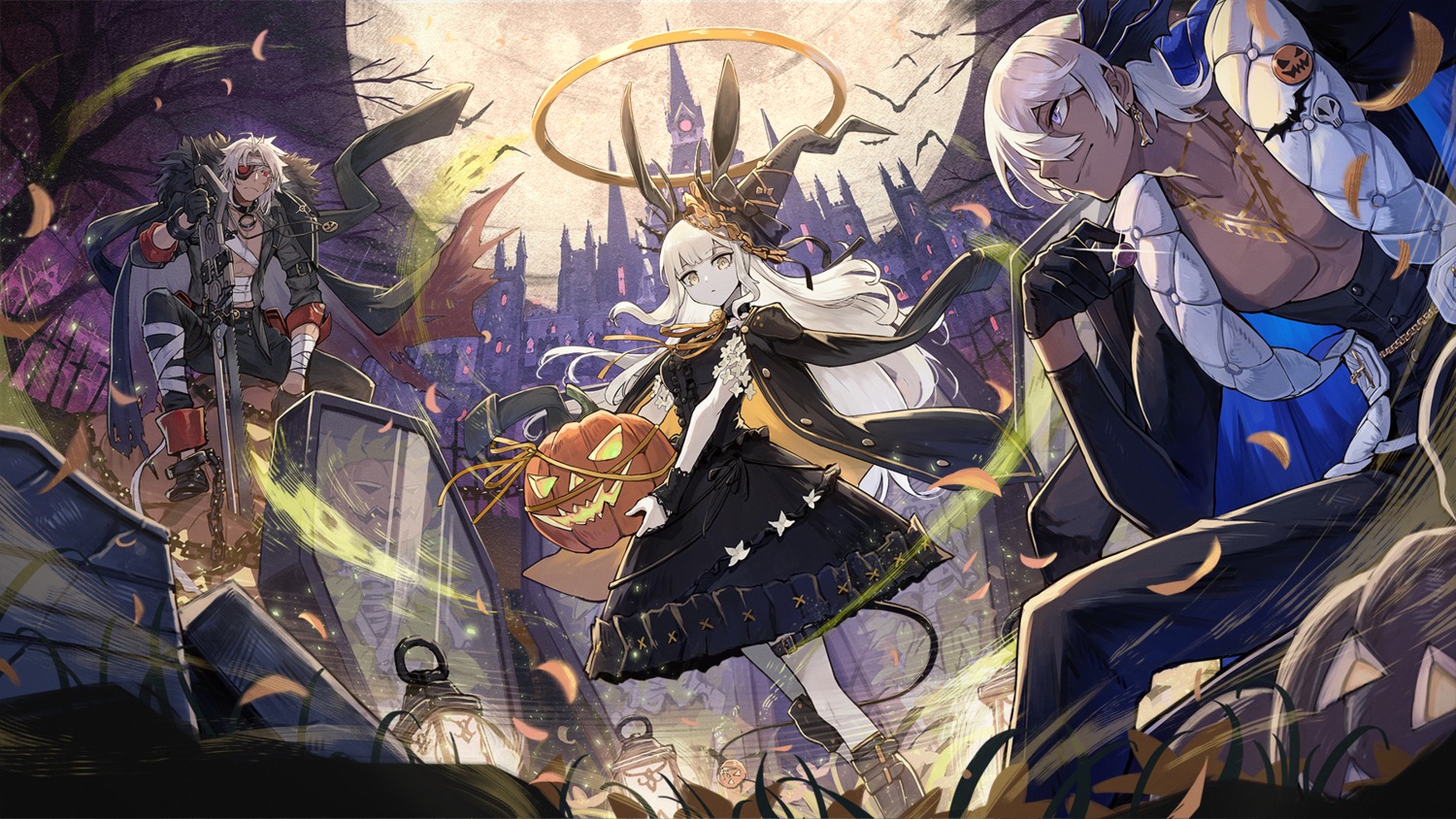 animal_ears bandages bunny_ears dress eyepatch halloween tagme tail witch