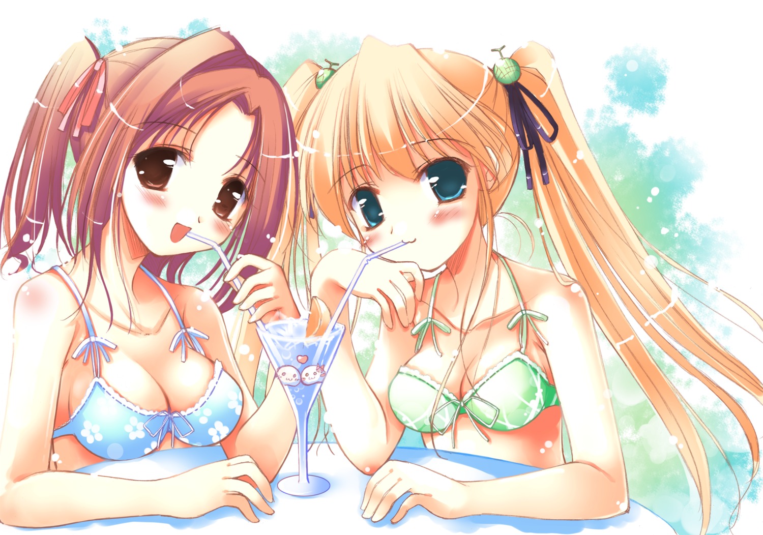 bikini cleavage happiness hiiragi_anri kamisaka_haruhi ko~cha swimsuits