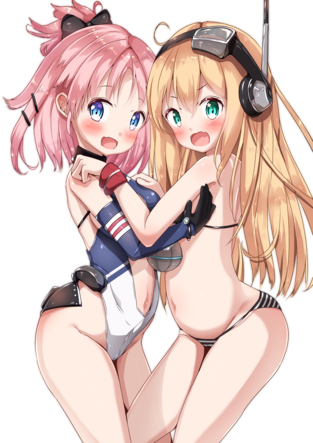 albacore_(azur_lane) azur_lane bikini dace_(azur_lane) headphones mochiyuki swimsuits