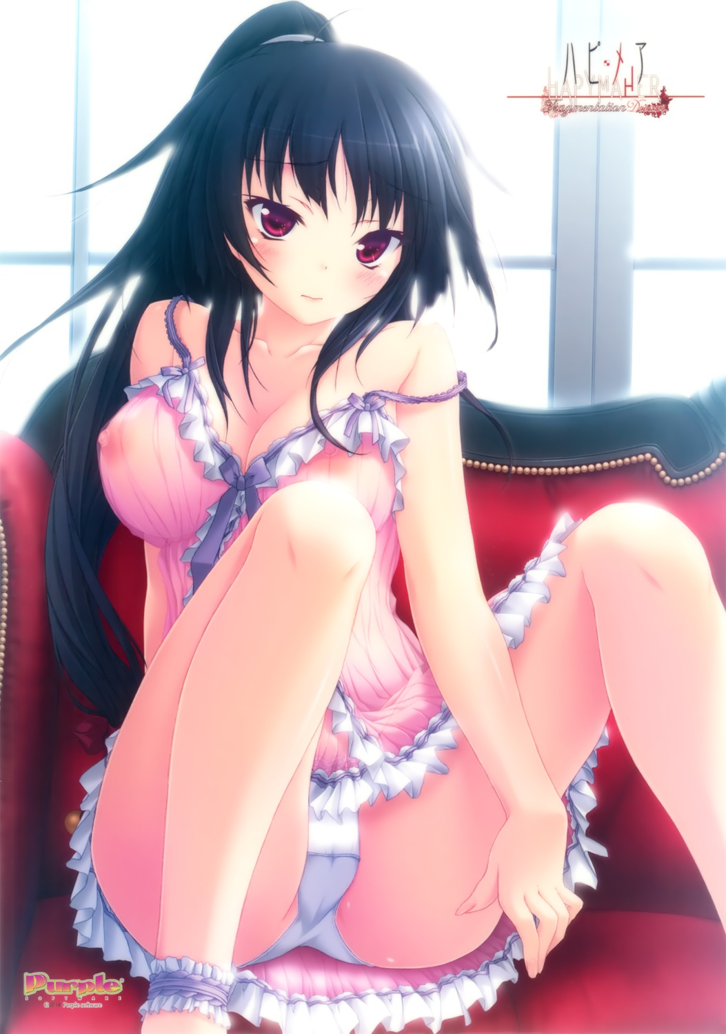 ass cleavage hapymaher hasuno_saki lingerie nipples pantsu purple_software see_through tsukimori_hiro