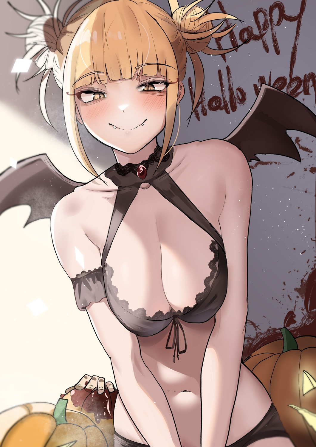 blood boku_no_hero_academia bra halloween pantsu tagme toga_himiko wings