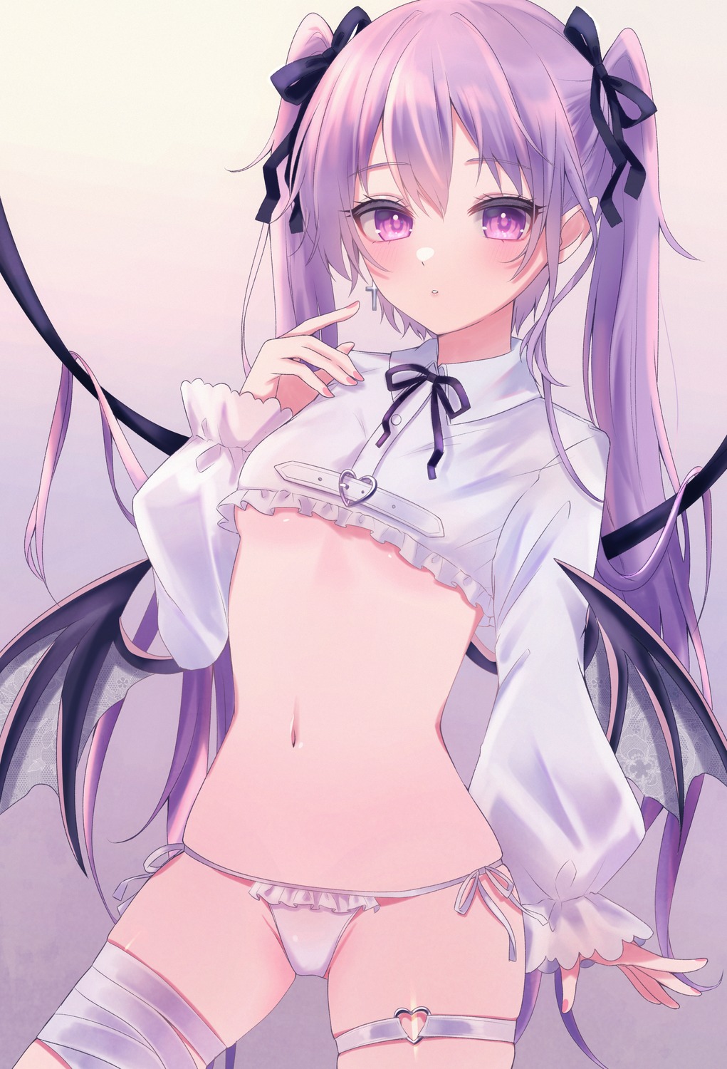 bandages carneades eve_(rurudo) garter junineu no_bra pantsu pointy_ears string_panties underboob wings