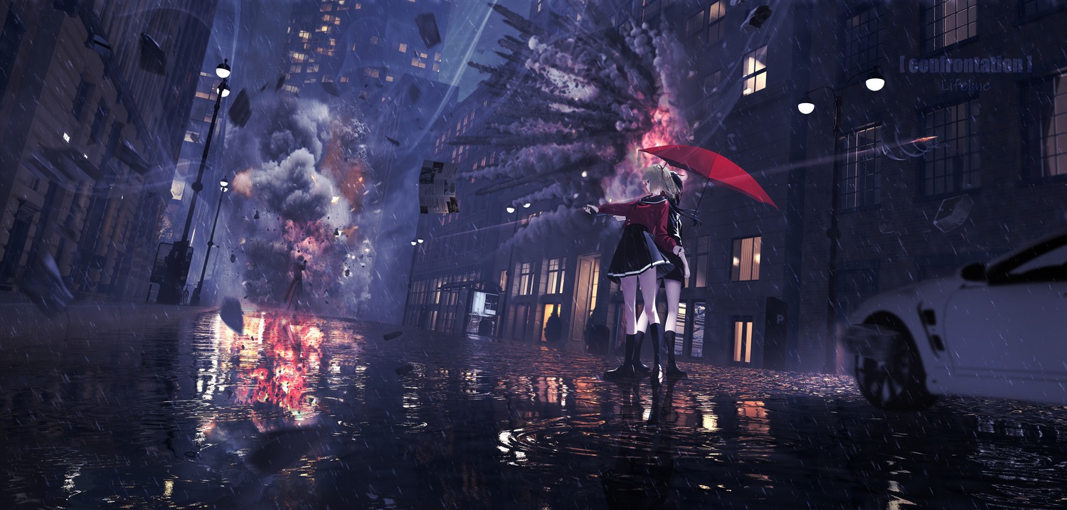 inoue_takina landscape lifeline_(a384079959) lycoris_recoil nishikigi_chisato seifuku umbrella