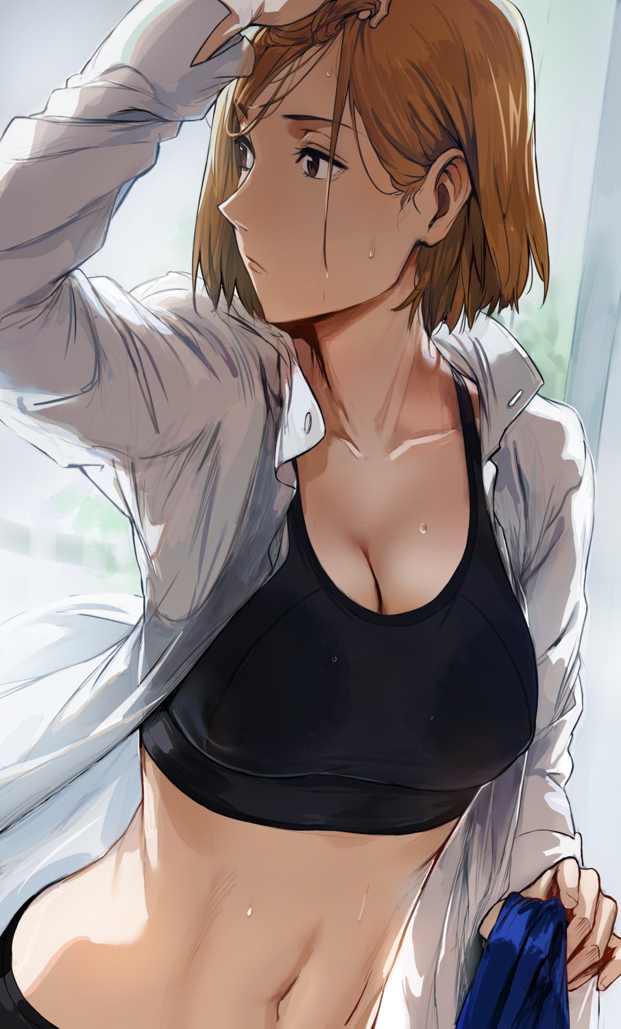 bra cleavage dress_shirt hews jujutsu_kaisen kugisaki_nobara open_shirt see_through