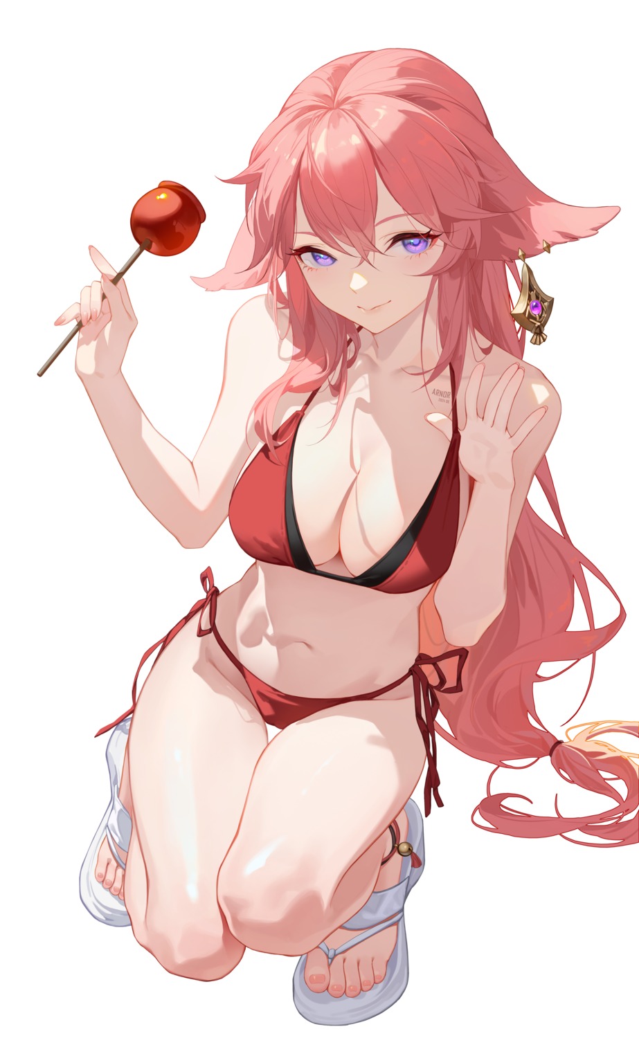 animal_ears arnor bikini genshin_impact kitsune swimsuits yae_miko