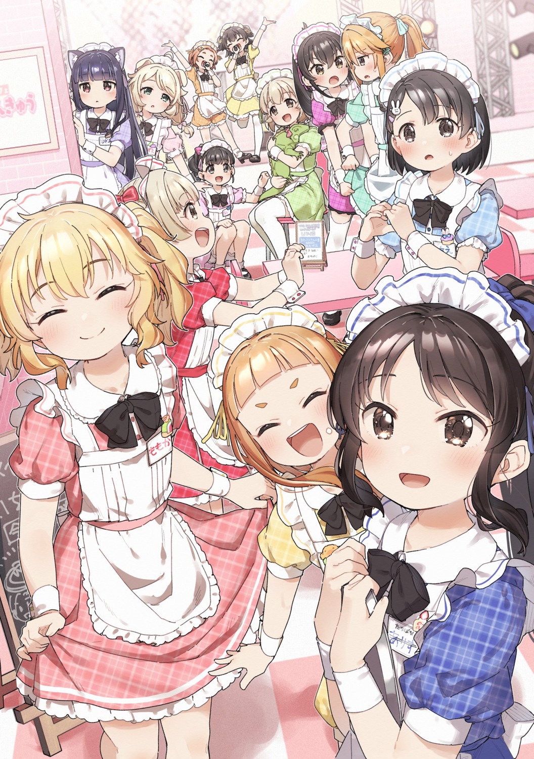 akagi_miria animal_ears fukuyama_mai ichihara_nina inumimi koga_koharu kusaka_shi maid matoba_risa nekomimi ryuuzaki_kaoru sajou_yukimi sakurai_momoka_(idolm@ster) sasaki_chie skirt_lift tachibana_arisu the_idolm@ster the_idolm@ster_cinderella_girls the_idolm@ster_cinderella_girls_u149 thighhighs yokoyama_chika yusa_kozue yuuki_haru