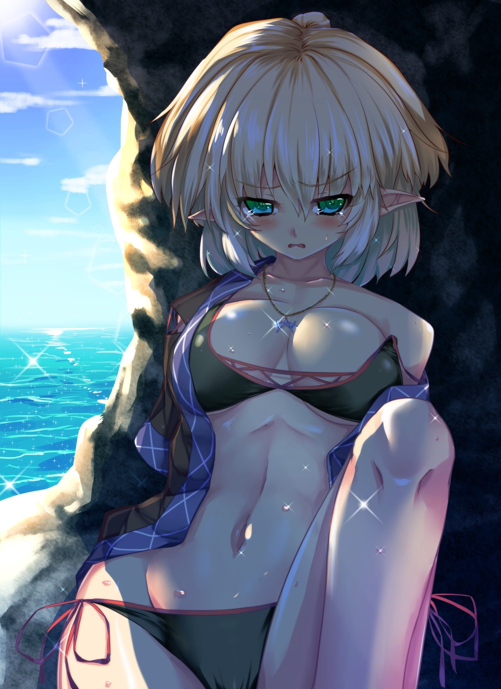 bikini cleavage elf mizuhashi_parsee pointy_ears sousakubito swimsuits touhou