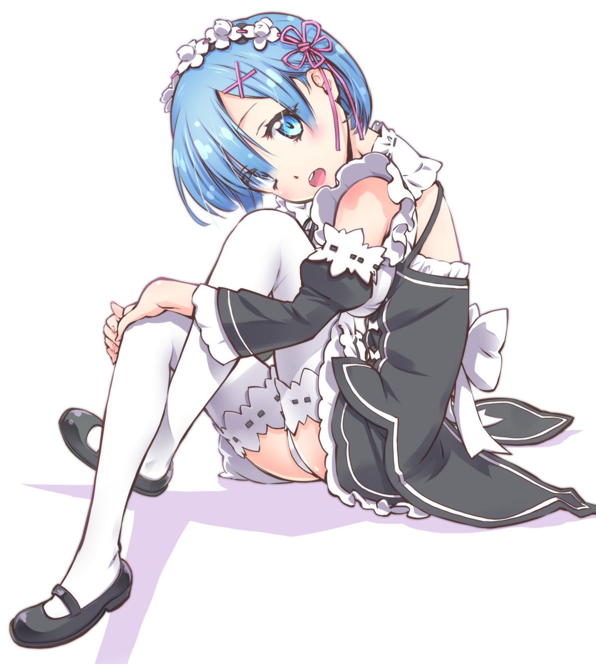 maid pantsu re_zero_kara_hajimeru_isekai_seikatsu rem_(re_zero) suzuki24 thighhighs