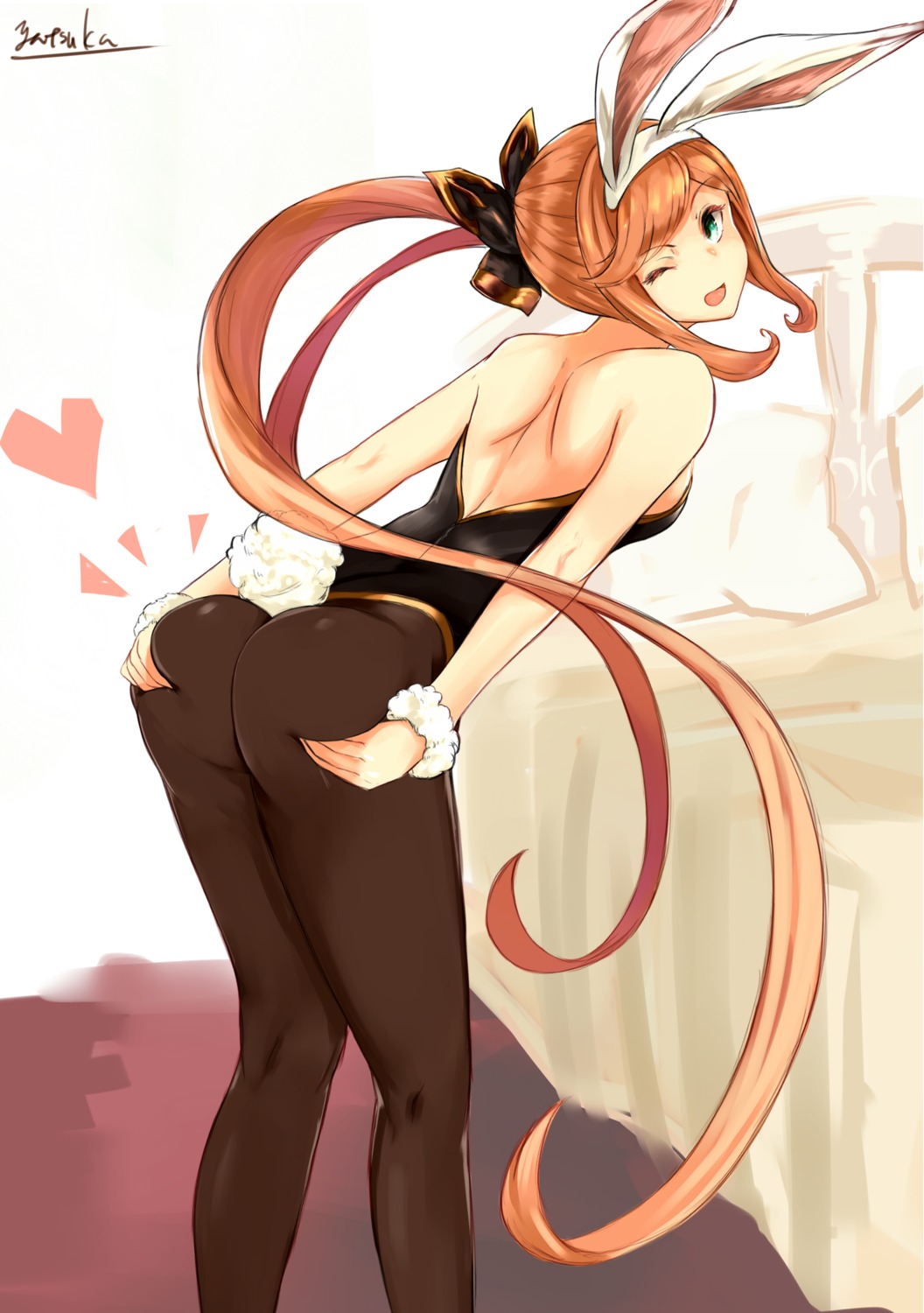 animal_ears ass ass_grab bunny_ears bunny_girl clarisse_(granblue_fantasy) granblue_fantasy no_bra nopan pantyhose tail yatsuka_(846)