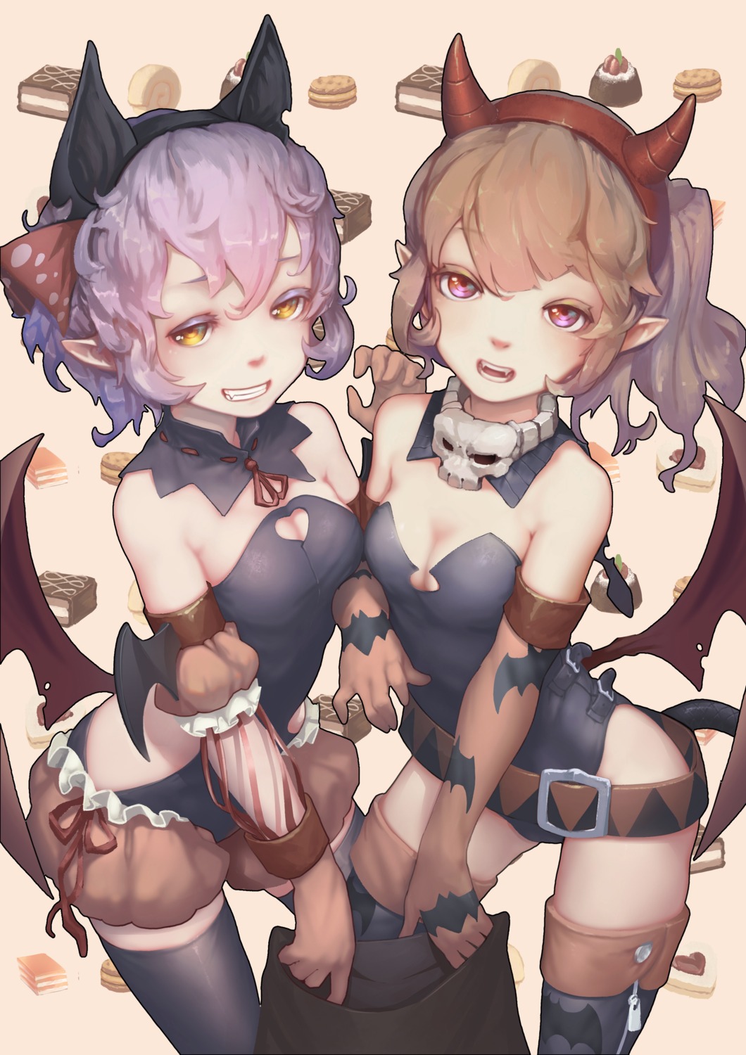 animal_ears atk7 bloomers cleavage halloween horns leotard no_bra pointy_ears tail thighhighs wings