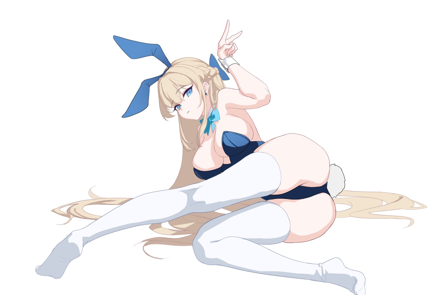 animal_ears asuma_toki bingmang blue_archive bunny_ears bunny_girl no_bra tail thighhighs