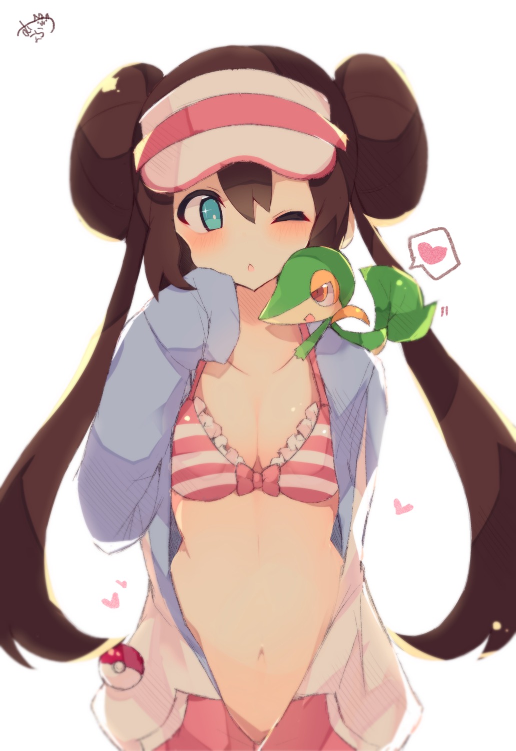 bikini_top cleavage mei_(pokemon) open_shirt pokemon pokemon_b2w2 swimsuits tagme