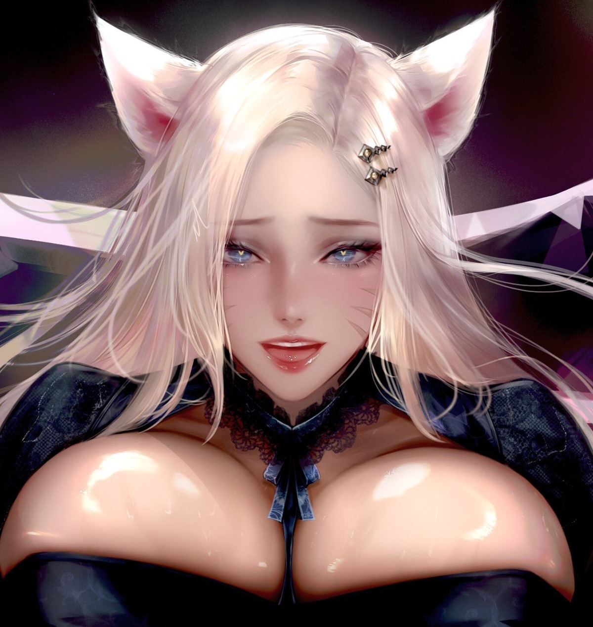 ahri animal_ears breasts league_of_legends no_bra tagme