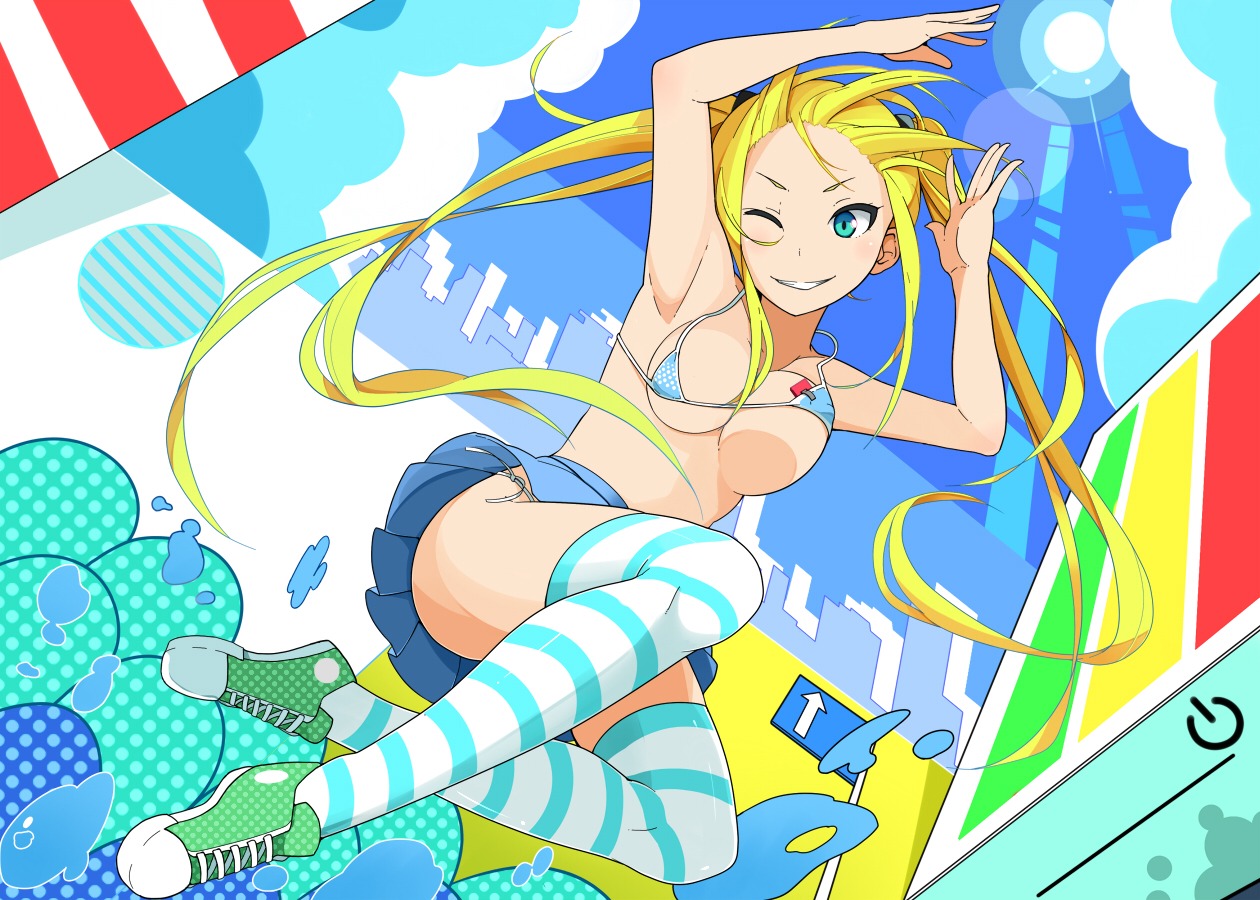 bikini_top haseneko pantsu swimsuits thighhighs