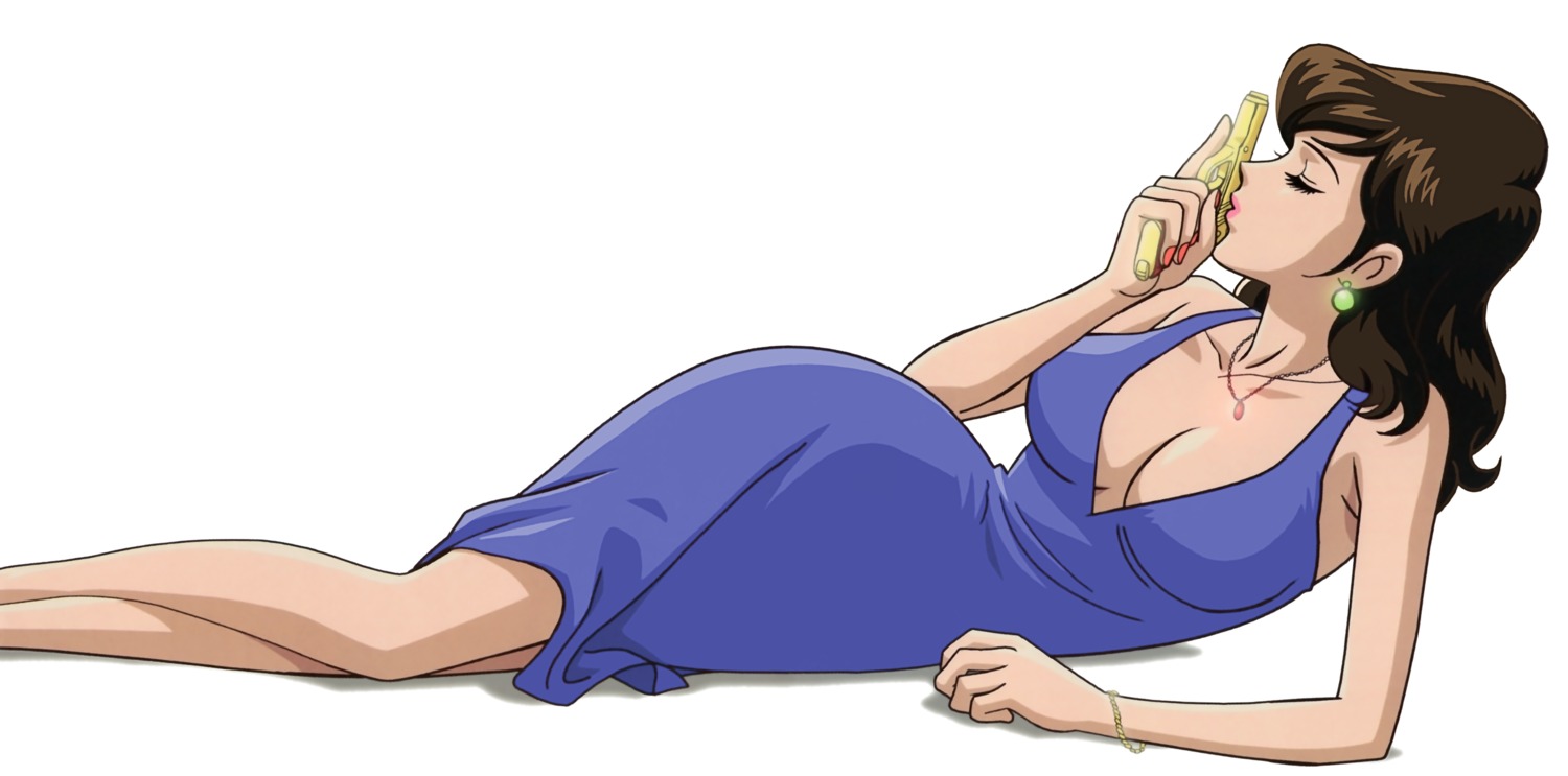 cleavage dress gun lupin_iii mine_fujiko no_bra