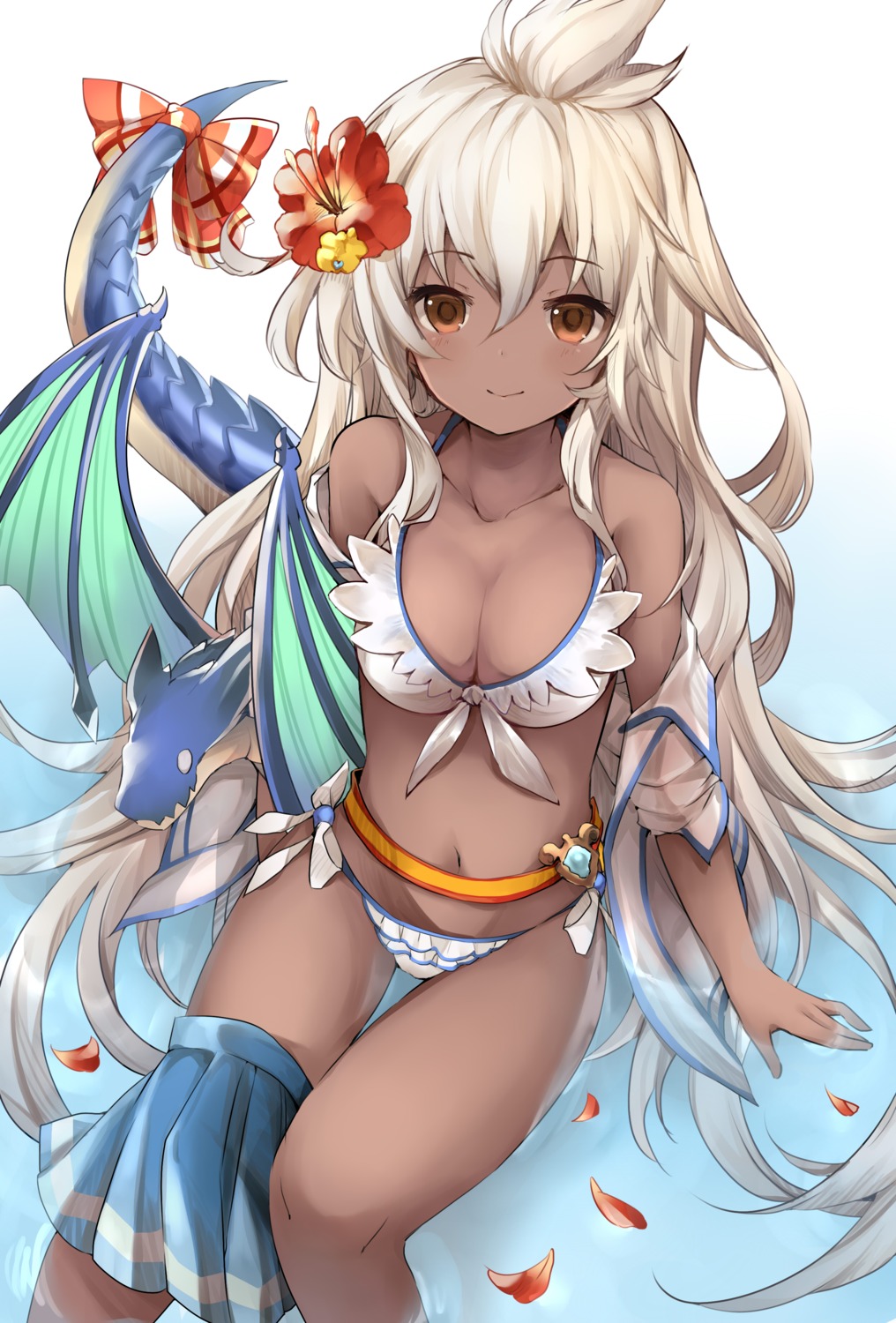 bikini cleavage granblue_fantasy shiodome_oji swimsuits tail wet wings zooey_(granblue_fantasy)