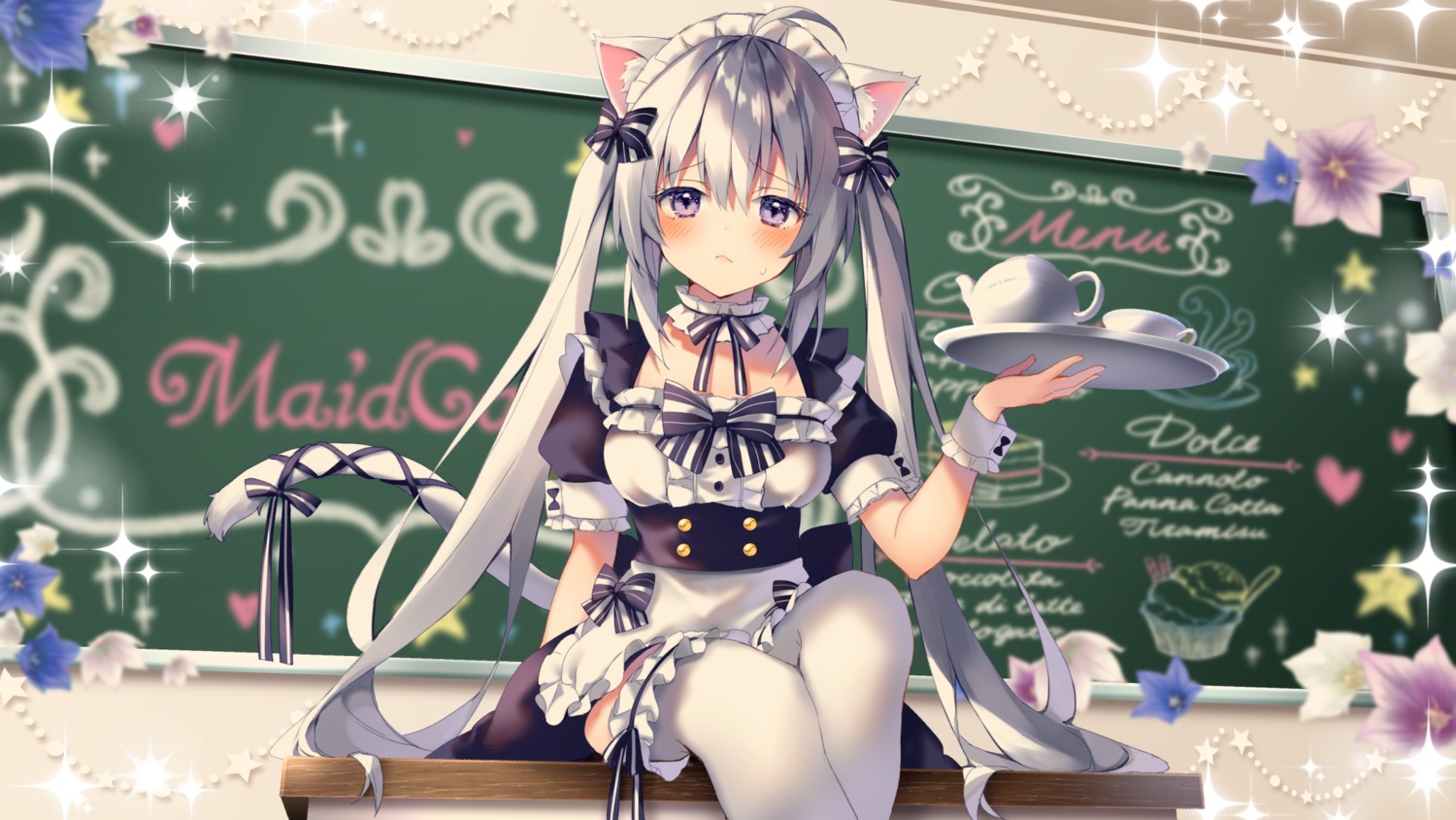 animal_ears kurogewagyuu maid nekomimi tail thighhighs