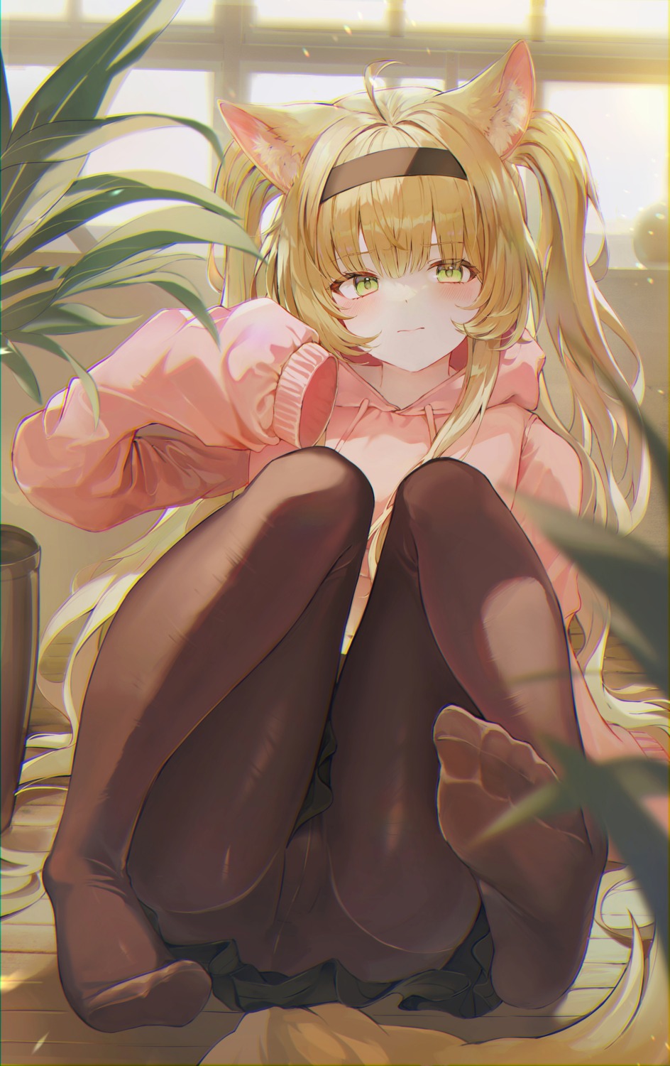 animal_ears feet loli mirage_(rairudiseu) pantsu pantyhose skirt_lift