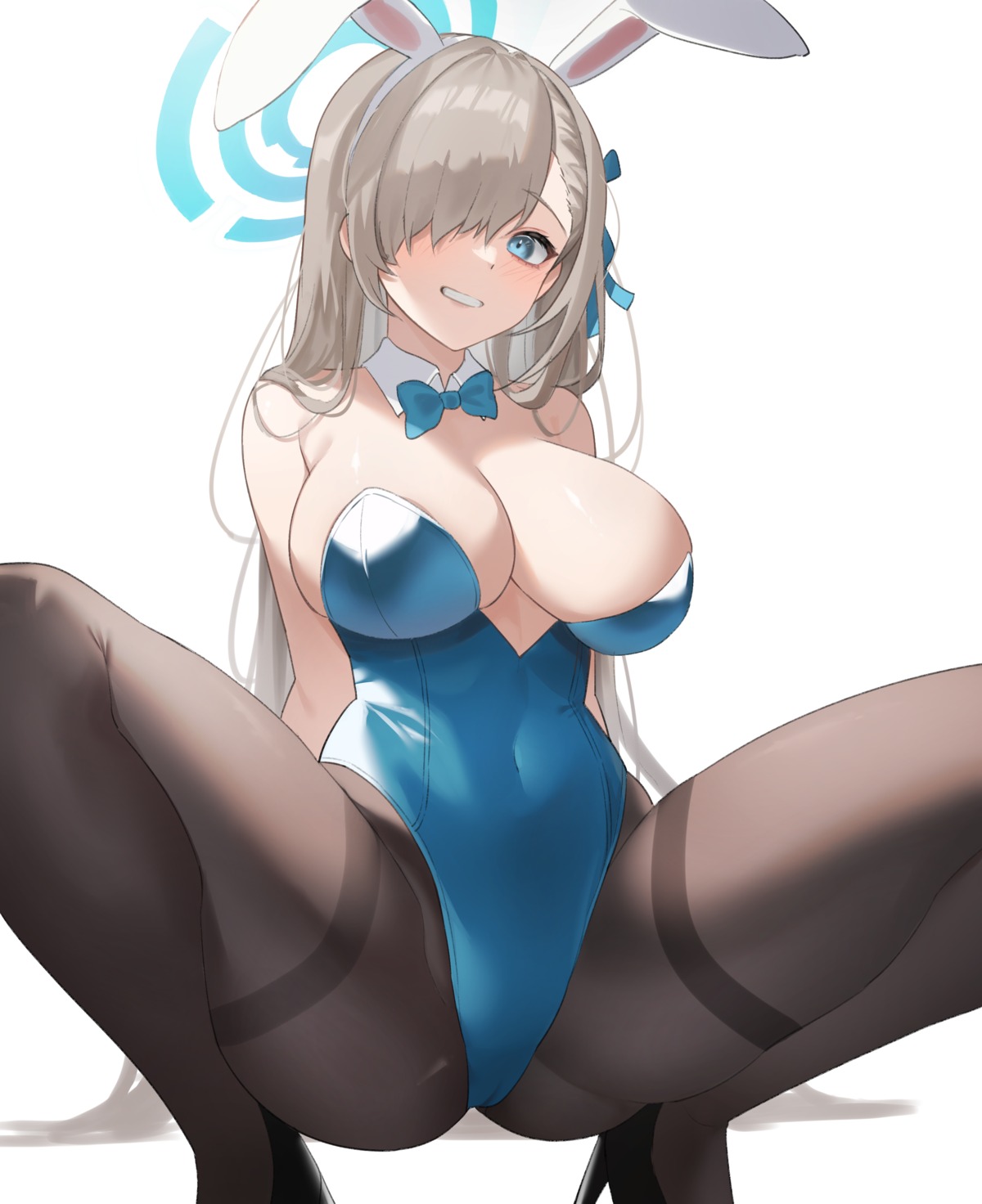 animal_ears blue_archive bunny_ears bunny_girl cameltoe halo heels ichinose_asuna meow_nyang no_bra pantyhose