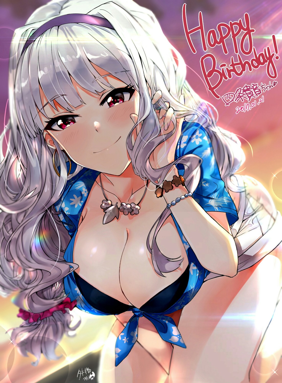 bikini_top cleavage open_shirt shijou_takane swimsuits the_idolm@ster tuxedo_de_cat