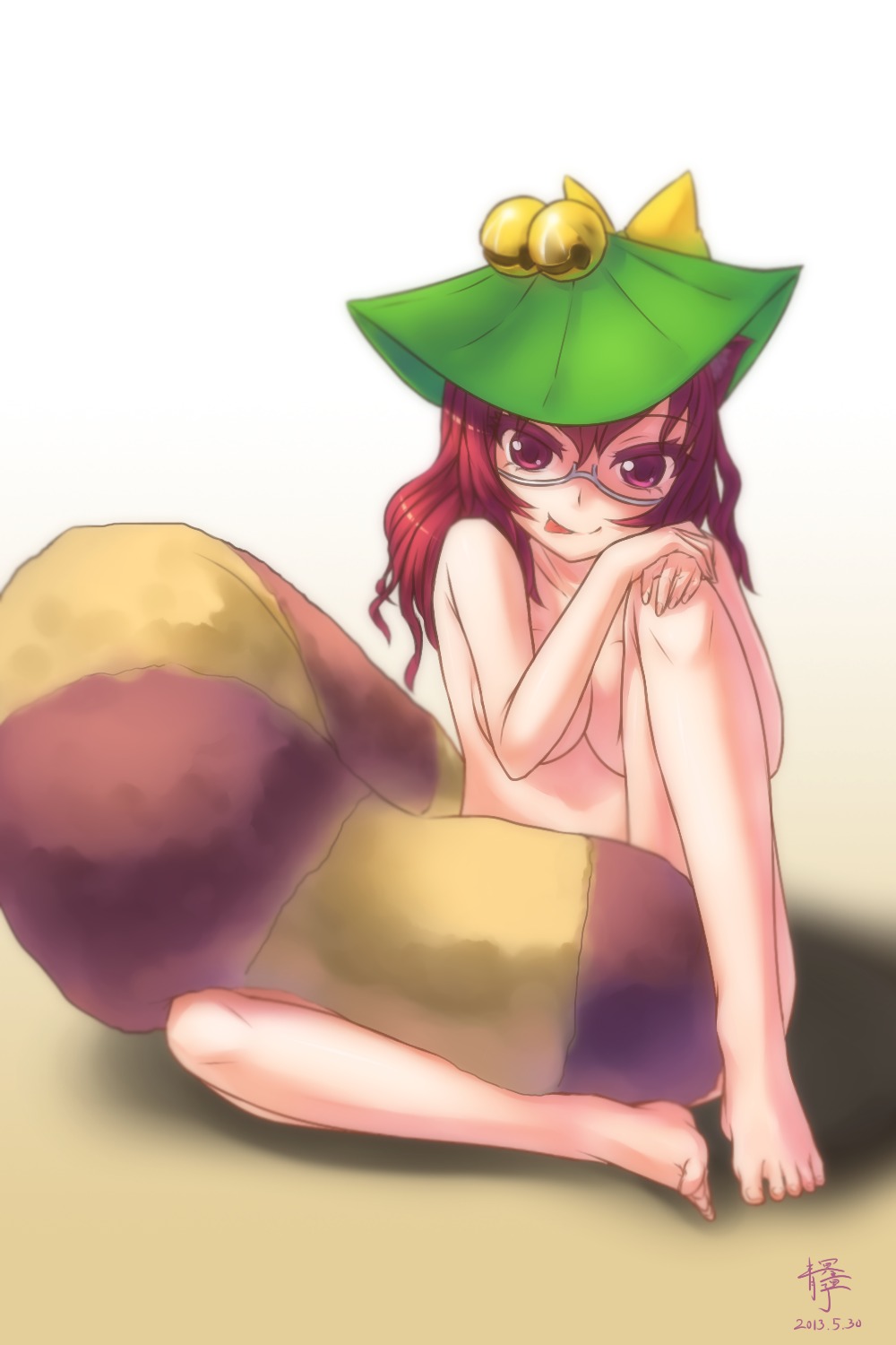 animal_ears ao_mei_douji futatsuiwa_mamizou megane naked tail touhou