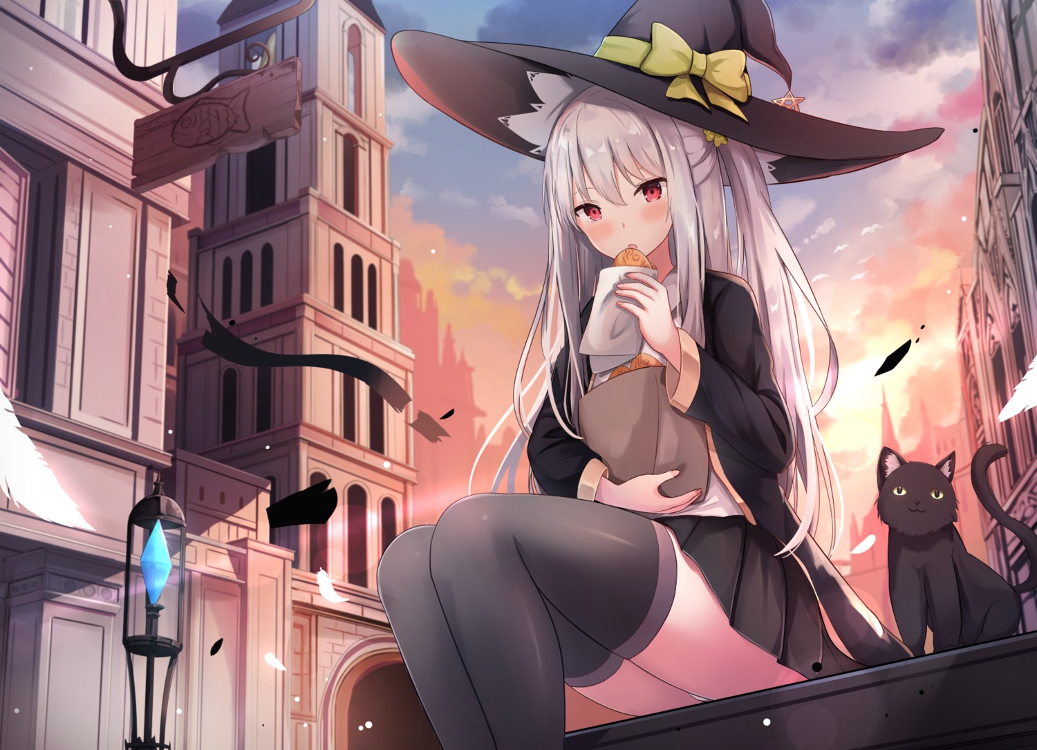 neko pantsu skirt_lift thighhighs touhourh witch