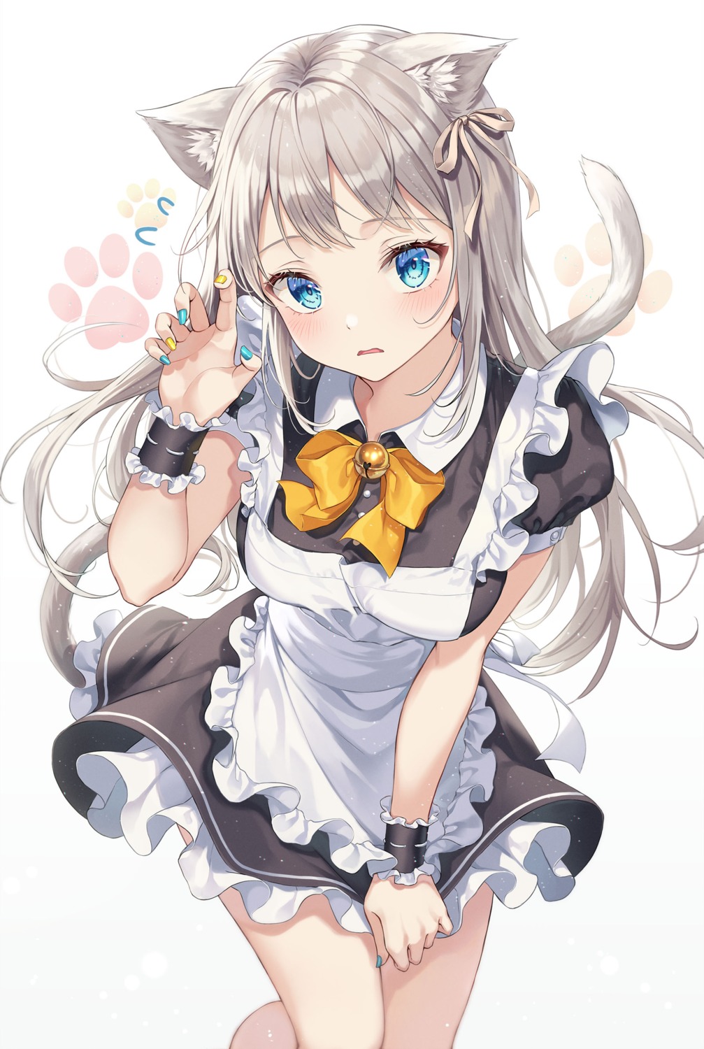 animal_ears maid nekomimi r_o_ha skirt_lift tail