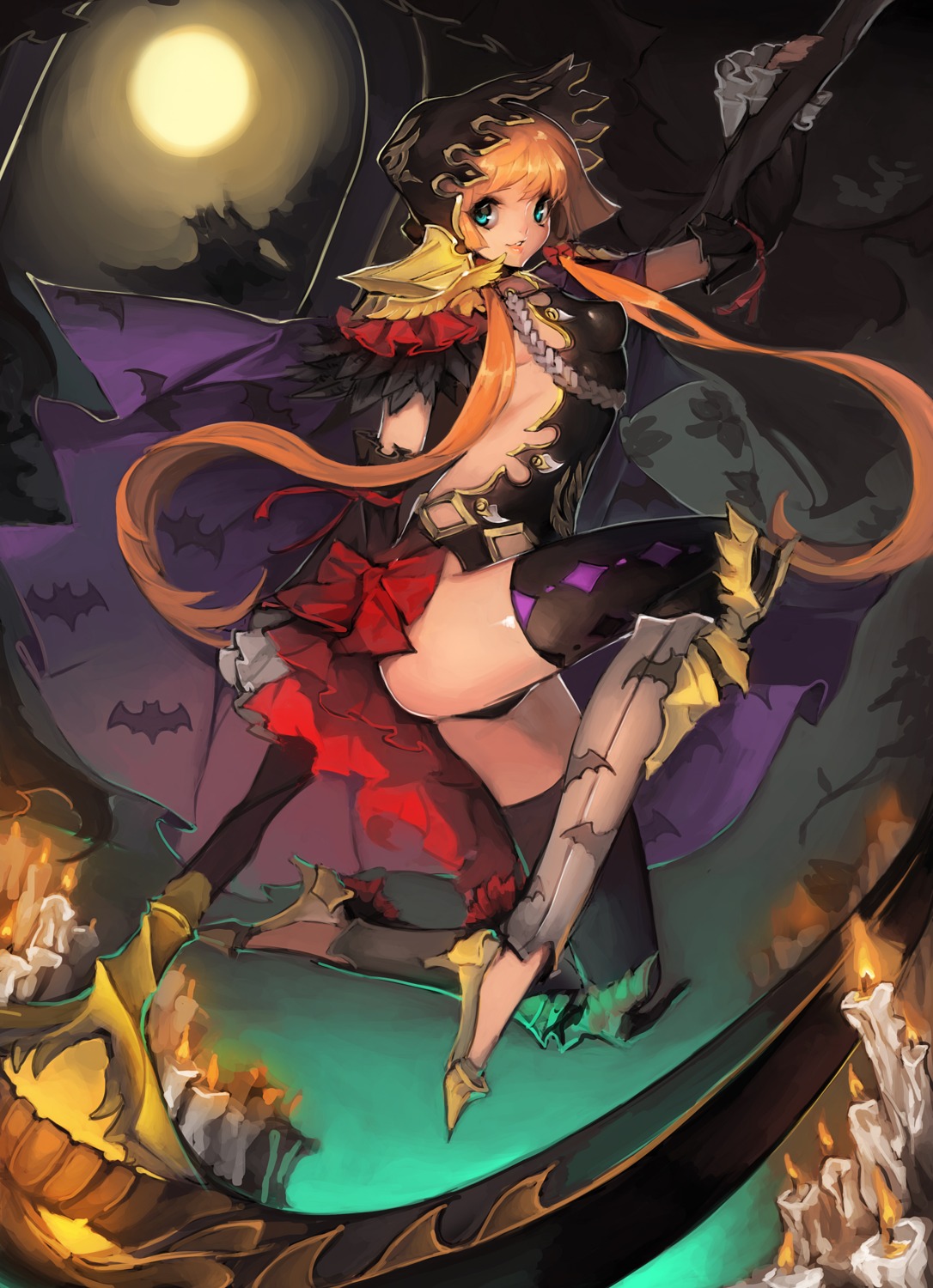 armor barogagi_(dlwnsrb007) halloween heels leotard no_bra thighhighs weapon