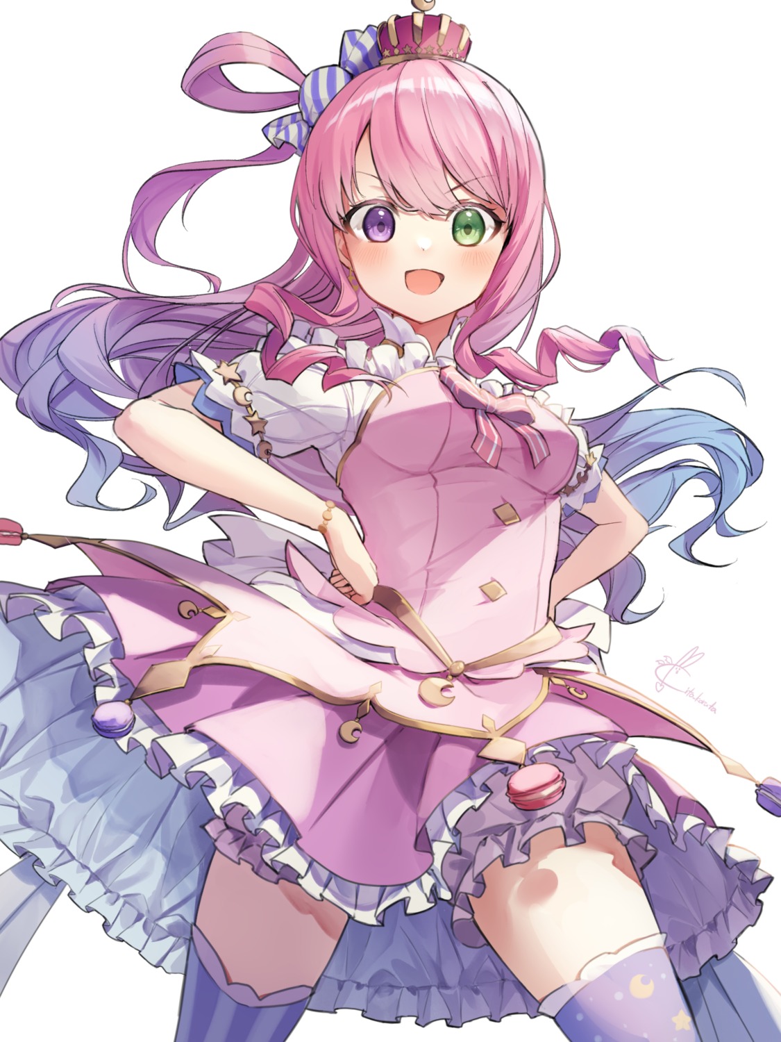 dress heterochromia himemori_luna hololive kito_koruta skirt_lift thighhighs