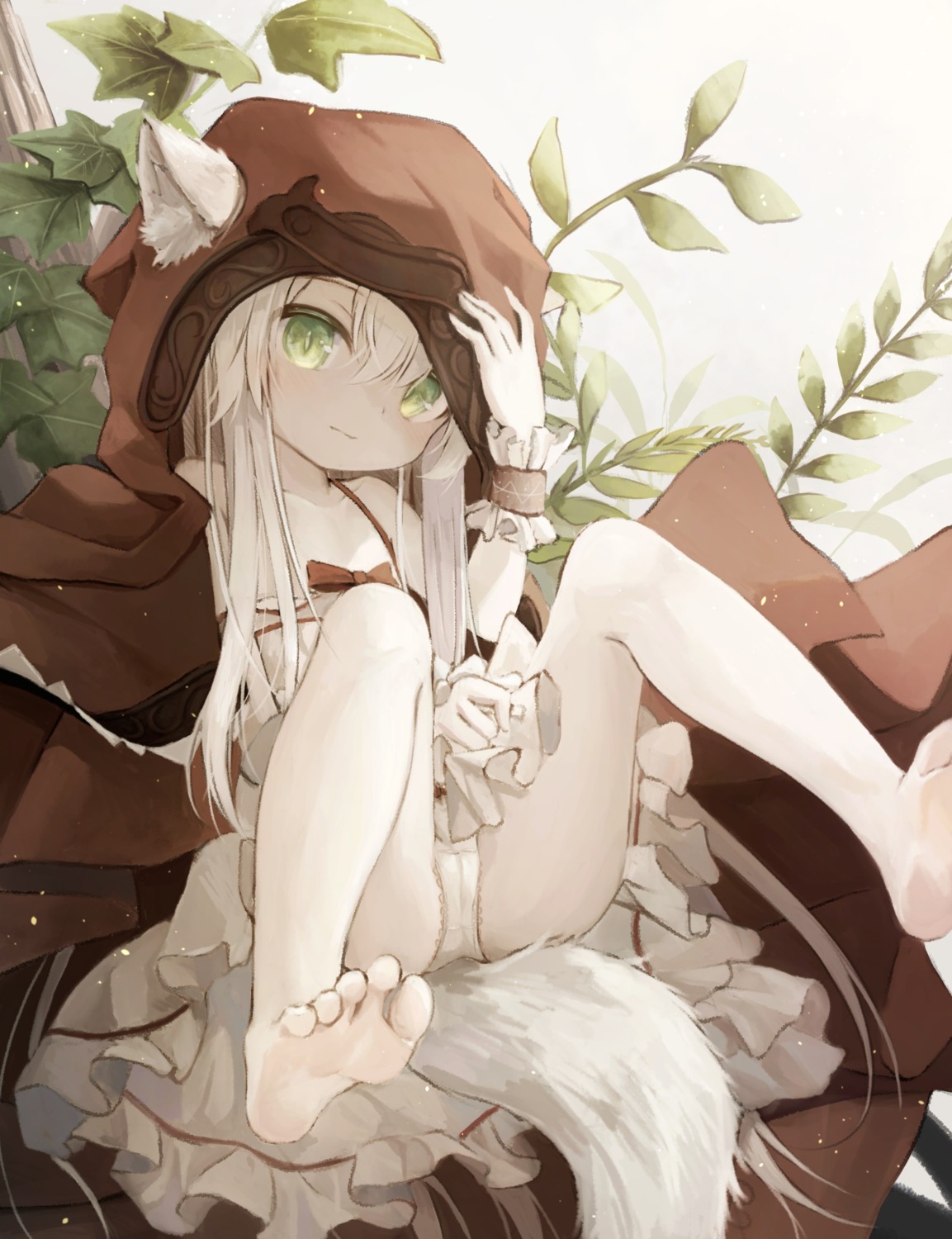 animal_ears cameltoe dress feet loli no_bra pantsu skirt_lift summer_dress tail utatanecocoa