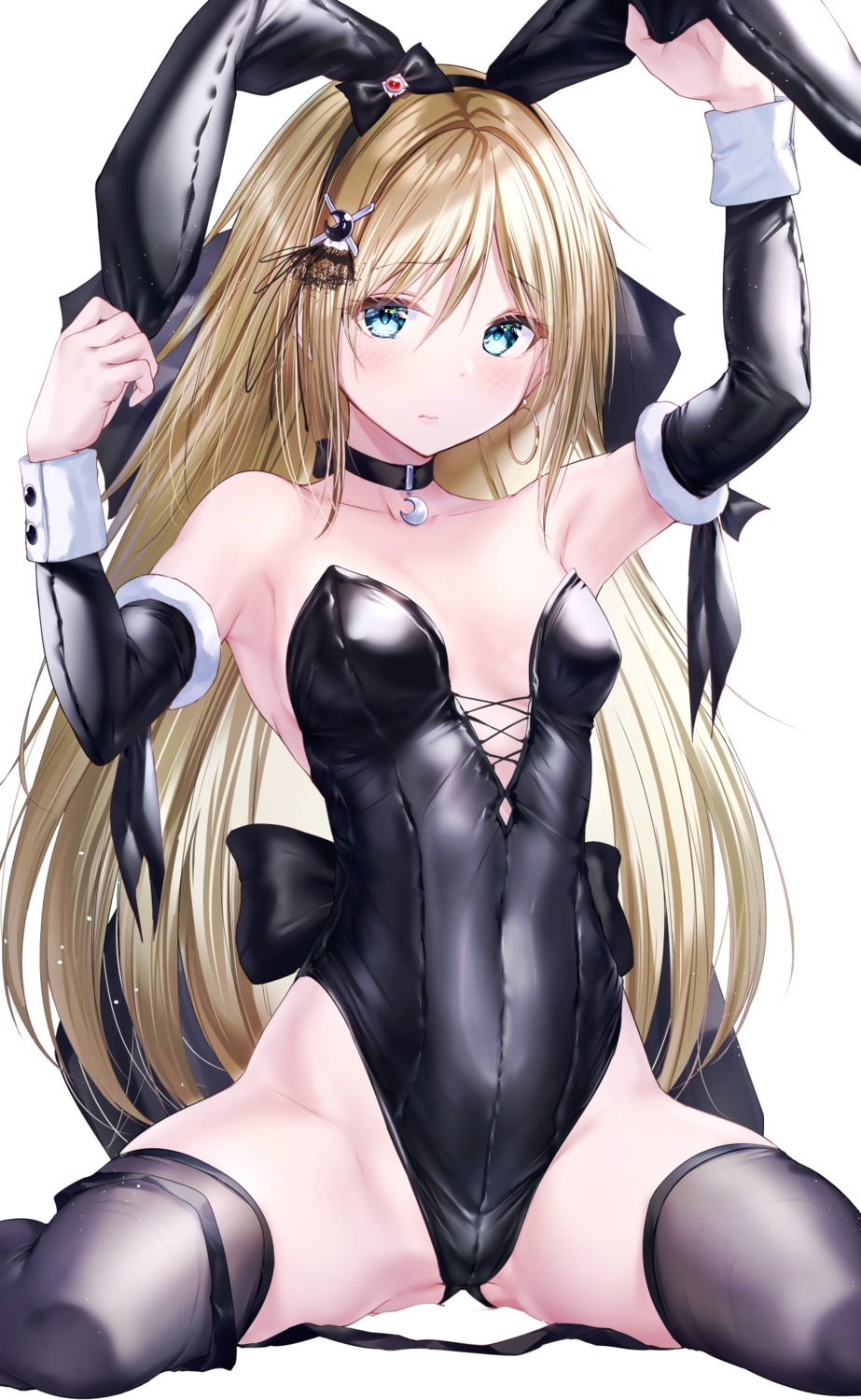 animal_ears bunny_ears bunny_girl meen_(ouaughikepdvrsf) no_bra thighhighs