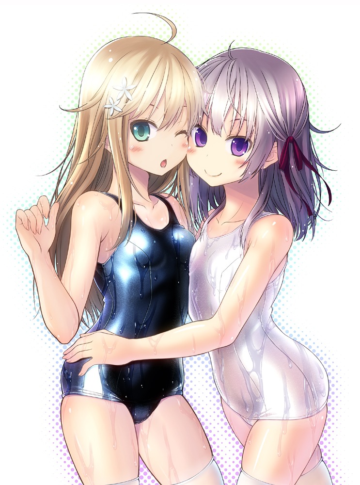 amamiya_minato school_swimsuit swimsuits thighhighs wet