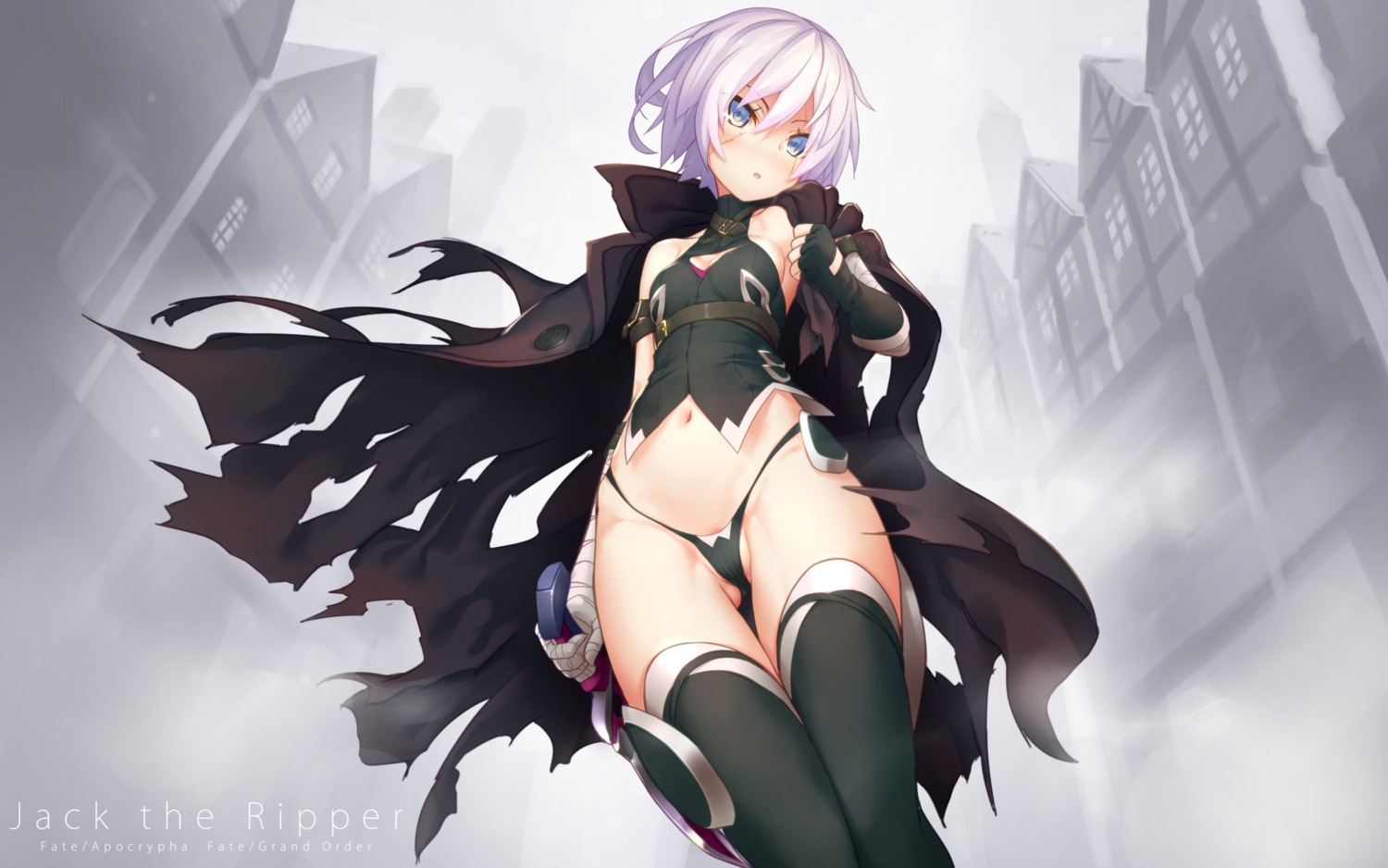 bandages cleavage dobunezumi fate/apocrypha fate/grand_order fate/stay_night jack_the_ripper pantsu thighhighs torn_clothes wallpaper weapon