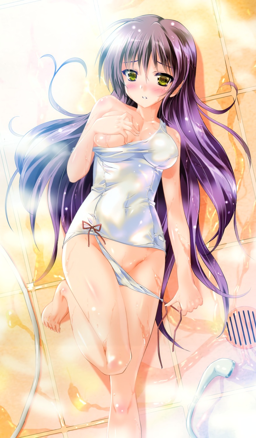 breast_hold komatsu_e-ji school_swimsuit swimsuits undressing